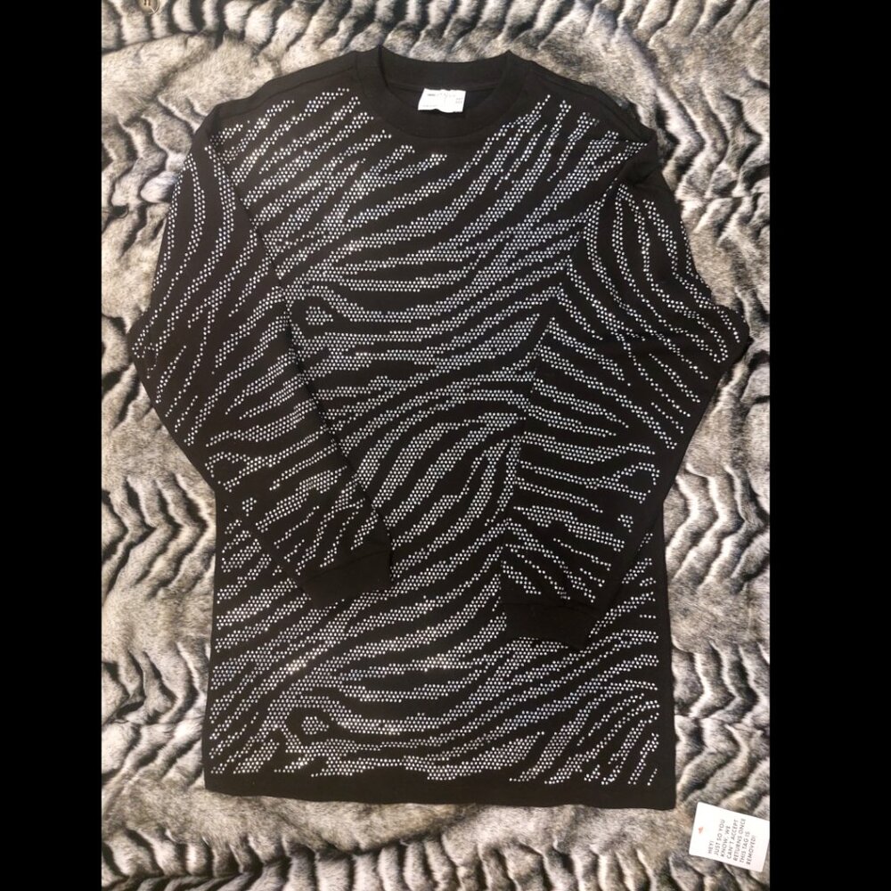 NWT ASOS Design Zebra Rhinestone Sweatshirt Dress - Picture 2 of 5